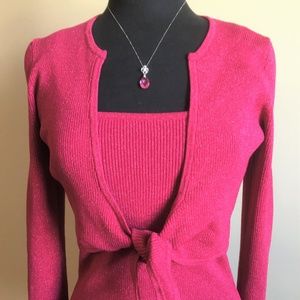 Pink, shimmering twin set.  Size Medium, M